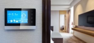 smart thermostat on the wall