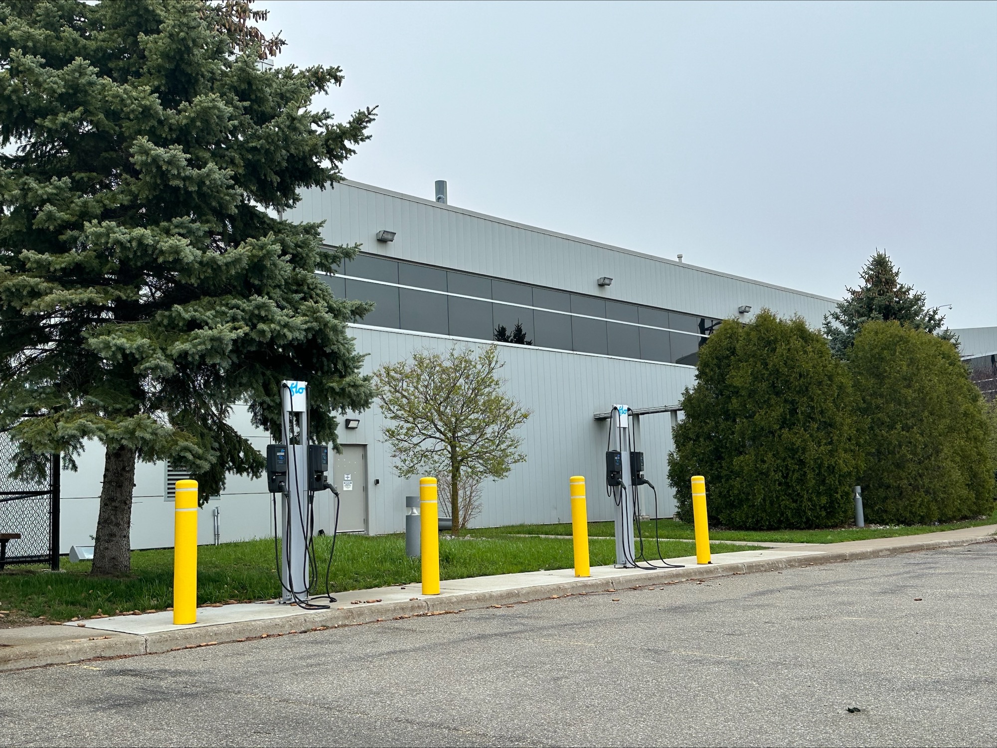 The electric vehicle charging stations at the GrandBridge Energy Savannah Oaks office in Brantford.