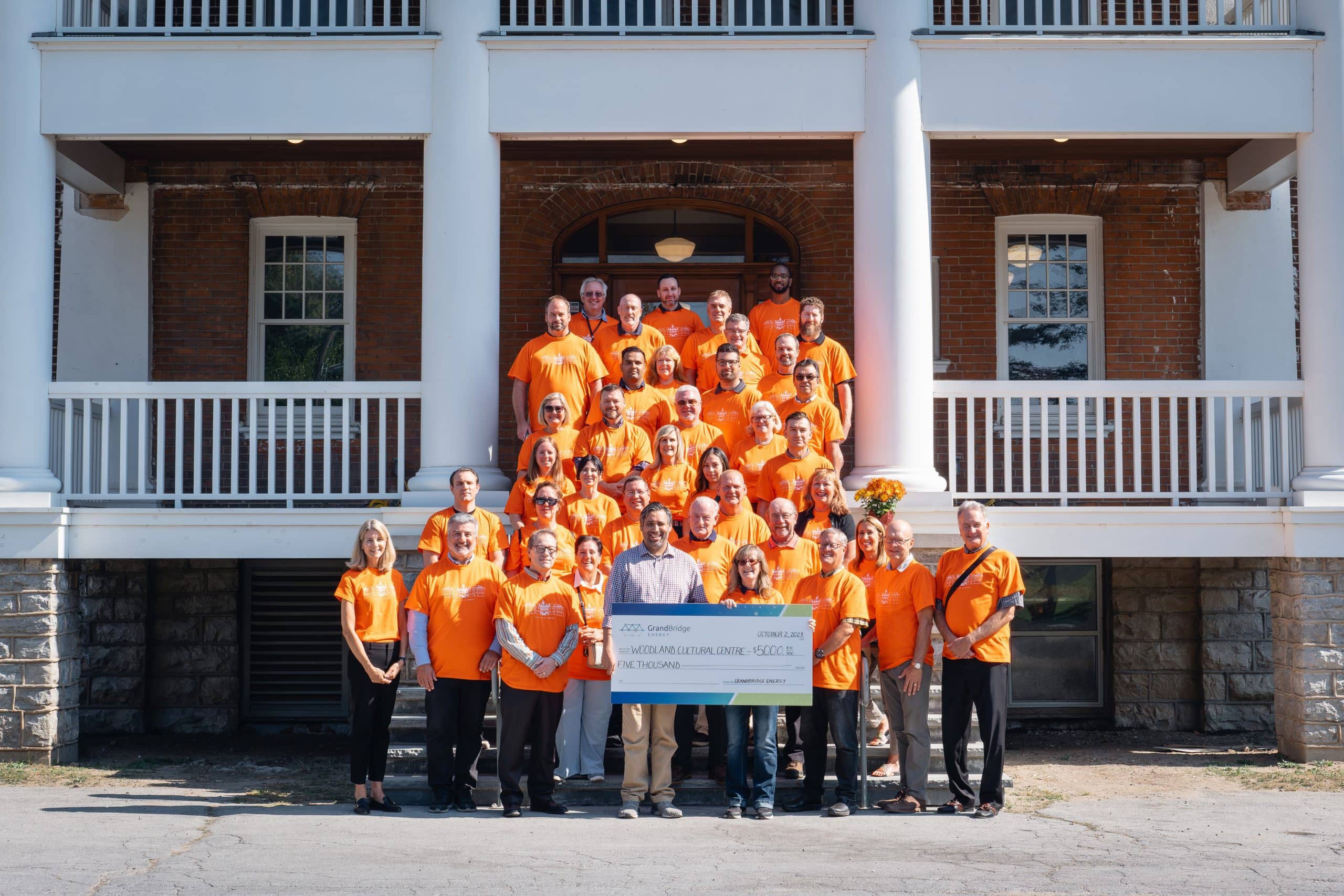 GrandBridge Energy makes a donation to the Woodland Cultural Centre.