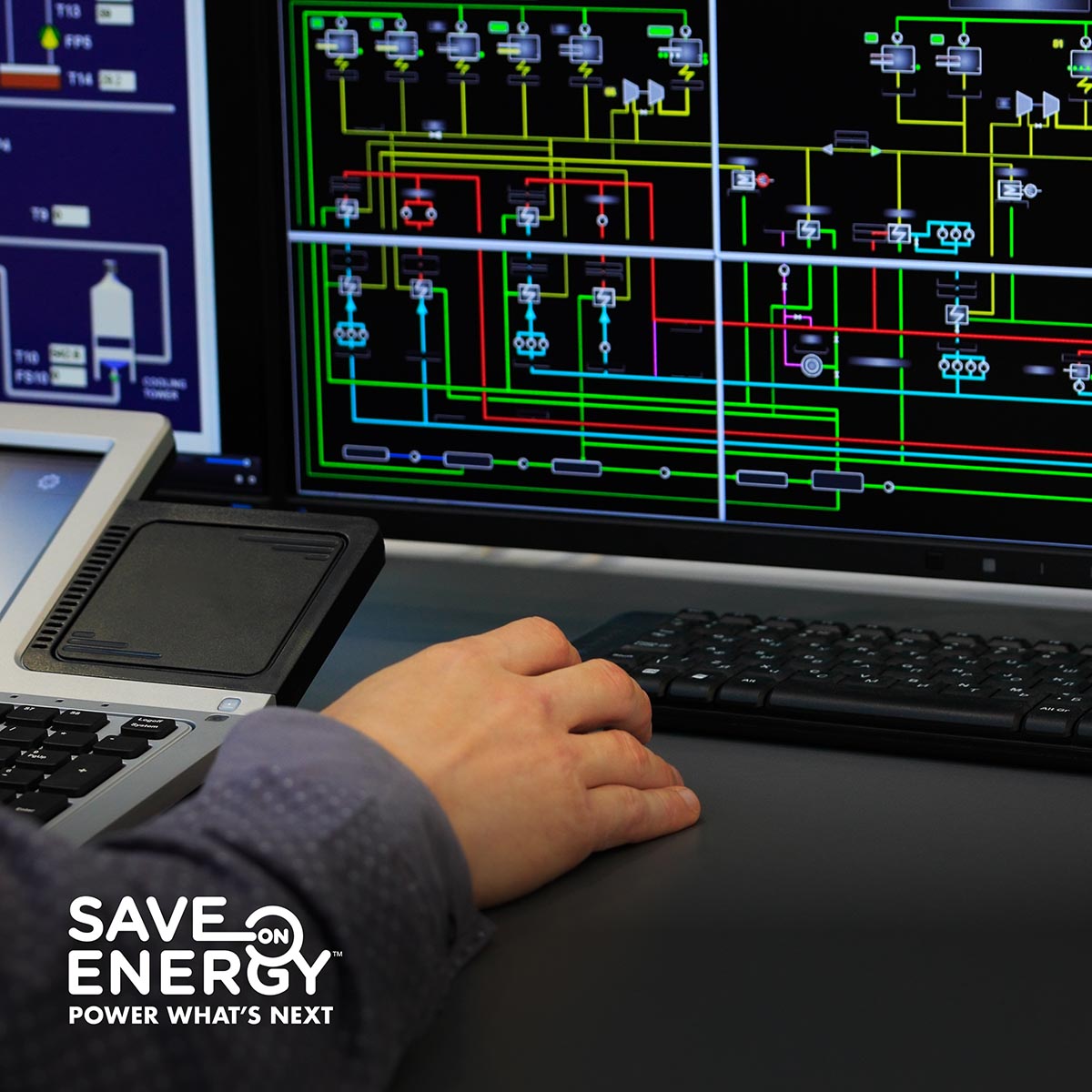 Image of control operator monitoring energy usage on the grid.