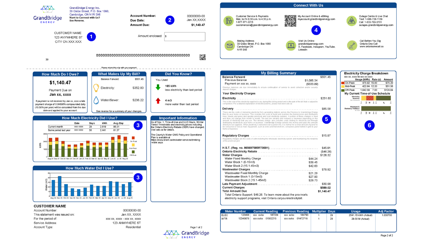 Image of an Electric Water and Sewer Bill Print